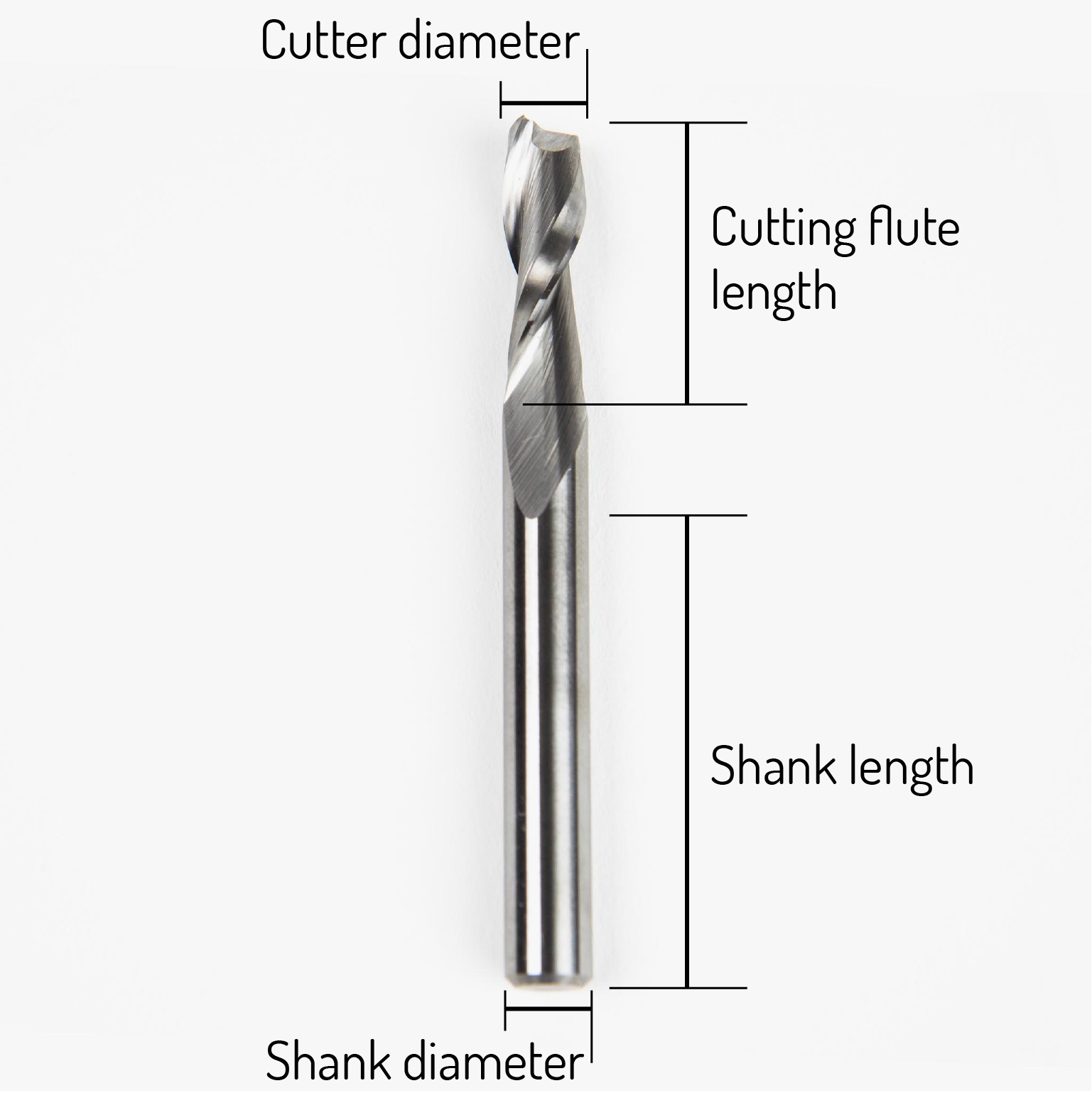 1/4 Shank Diameter 1/8 Cutting Diameter SGS 90001 21 Up Cut Routers 1/2 Cutting Length Uncoated 2 Length 